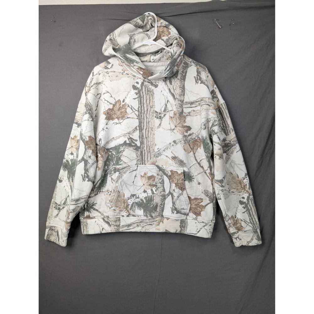 Hollister Mens Boxy Fit Real Tree Camo Hoodie Sweatshirt 322F2612 White Small